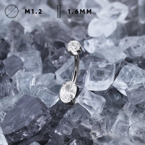 № 2349 Банан Oval Crystal 1.6*10 мм Right Metal Титан ASTM F-136