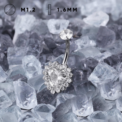№ 2532 Банан Jasmine Heart Crystal 1.6*10 мм Right Metal Титан ASTM F-136