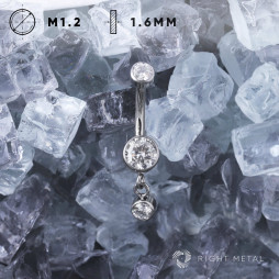 № 2618 Банан Bazel Crystal с подвеской и с прозрачными фианитами 1.6*10 мм Right Metal Титан ASTM F-136