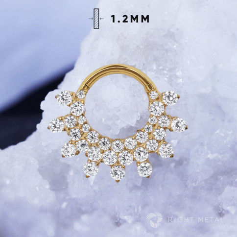 № 2061 Кольцо-кликер Luceat Crystal PVD Yellow с прозрачными фианитами и PVD покрытием 1.2*8 мм Right Metal Титан ASTM F-136