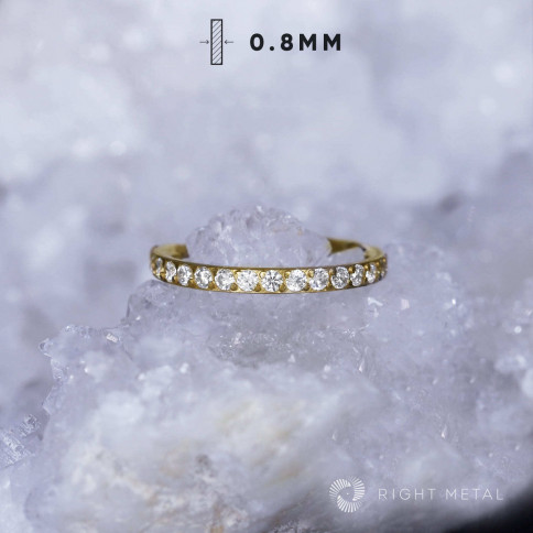 № 2144 Кольцо-кликер Twilight Crystal PVD Yellow с прозрачными фианитами и PVD покрытием 0.8*8 мм Right Metal Титан ASTM F-136