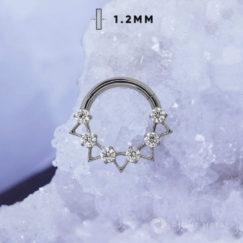 № 2543 Кольцо-кликер Ansel Crystal с прозрачными фианитами 1.2*8 мм Right Metal Титан ASTM F-136
