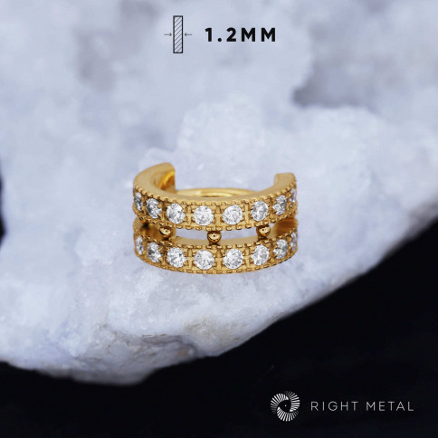 № 2560 Кольцо-кликер Orion Crystal PVD Yellow с прозрачными фианитами 1.2*10 мм Right Metal Титан ASTM F-136
