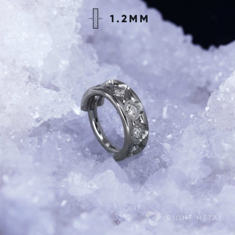 № 2561 Кольцо-кликер Royal Crystal с прозрачными фианитами 1.2*10 мм Right Metal Титан ASTM F-136