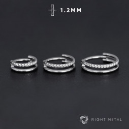 № 2765 Кольцо-кликер Cuff Crystal 1.2*8 мм Right Metal Титан ASTM F-136