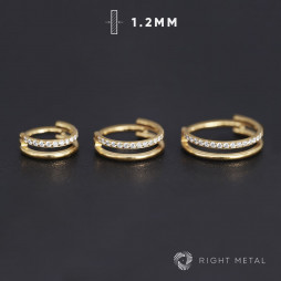 № 2767 Кольцо-кликер Cuff Crystal PVD Yellow 1.2*8 мм Right Metal Титан ASTM F-136