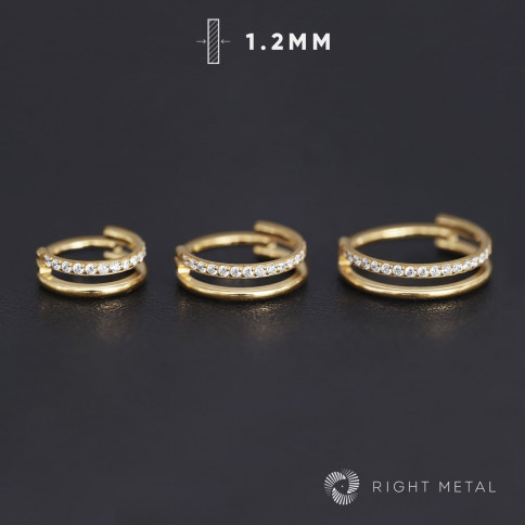 № 2767 Кольцо-кликер Cuff Crystal PVD Yellow 1.2*8 мм Right Metal Титан ASTM F-136