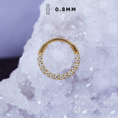 № 2774 Кольцо-кликер Side v.2 Crystal PVD Yellow 0.8*10 мм Right Metal Титан ASTM F-136
