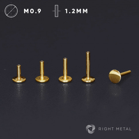 № 2805 Ножка лабрета Classic PVD Yellow 1.2*8 мм (диск 4 мм) Right Metal Титан ASTM F-136