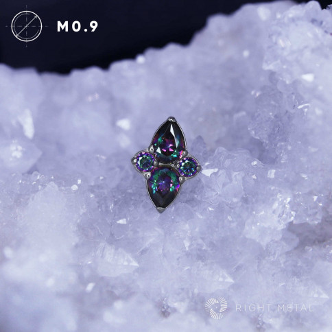 № 2300 Накрутка Beam Mystic Topaz с переливающимися фианитами 1.2 мм Right Metal Титан ASTM F-136
