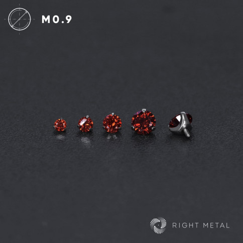 № 2306 Накрутка Cubic Zirconia Dark Garnet CZ на трех лапках с красным фианитом 4 мм 1.2 мм Right Metal Титан ASTM F-136