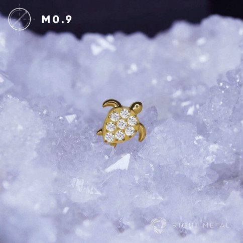 № 2341 Накрутка Turtle Crystal PVD Yellow в форме черепахи с прозрачными фианитами и PVD покрытием 1.2 мм Right Metal Титан ASTM F-136