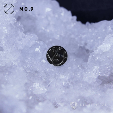 № 2388 Накрутка Bark PVD Black в форме диска 5 мм с узором и PVD покрытием 1.2 мм Right Metal Титан ASTM F-136