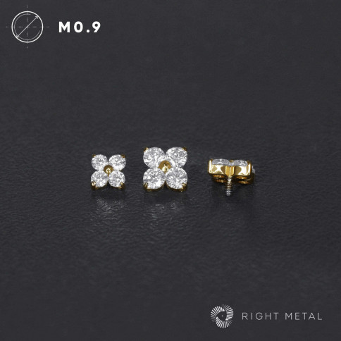 № 2393 Накрутка Fournity Crystal PVD Yellow с прозрачными фианитами и PVD покрытием 1.2 мм Right Metal Титан ASTM F-136