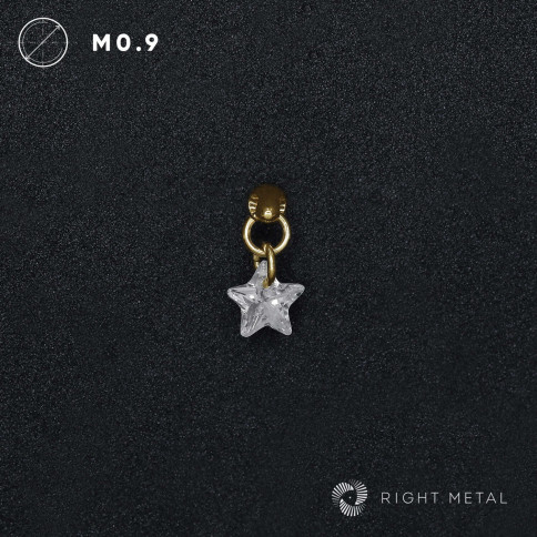 № 2399 Накрутка Pendant Star Crystal PVD Yellow с подвеской и PVD покрытием 1.2 мм Right Metal Титан ASTM F-136