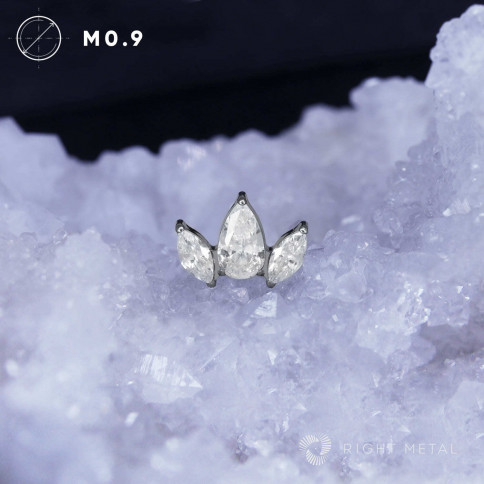 № 2478 Накрутка-кластер 3K Pear Crystal 1.2 мм Right Metal Титан ASTM F-136