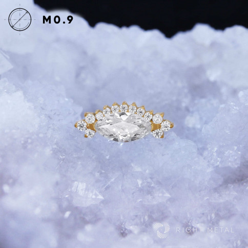 № 2516 Накрутка-кластер Melina Crystal PVD Yellow с прозрачными фианитами 1.2 мм Right Metal Титан ASTM F-136