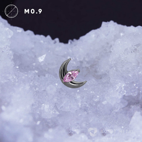 № 2517 Накрутка Moonbeam Marquise Pink в форме месяца с розовым фианитом 1.2 мм Right Metal Титан ASTM F-136
