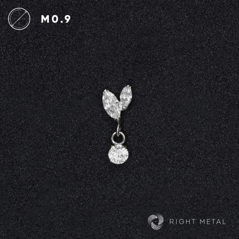 № 2518 Накрутка Pendant 2K Millennium Crystal с подвеской и прозрачными фианитами 1.2 мм Right Metal Титан ASTM F-136
