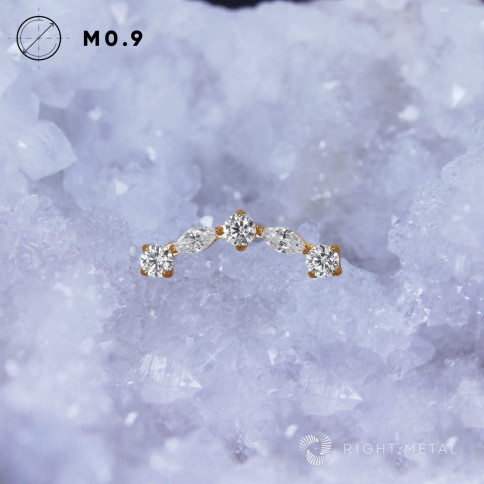 № 2603 Накрутка-кластер Horizon Crystal PVD Yellow с прозрачными фианитами 1.2 мм Right Metal Титан ASTM F-136