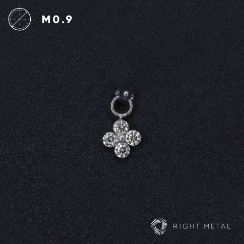 № 2606 Накрутка Pendant Fournity Crystal с подвеской с прозрачными фианитами 1.2 мм Right Metal Титан ASTM F-136