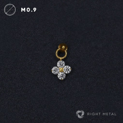 № 2607 Накрутка Pendant Fournity Crystal PVD Yellow с подвеской с прозрачными фианитами 1.2 мм Right Metal Титан ASTM F-136