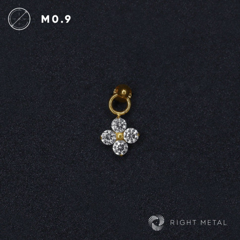 № 2607 Накрутка Pendant Fournity Crystal PVD Yellow с подвеской с прозрачными фианитами 1.2 мм Right Metal Титан ASTM F-136