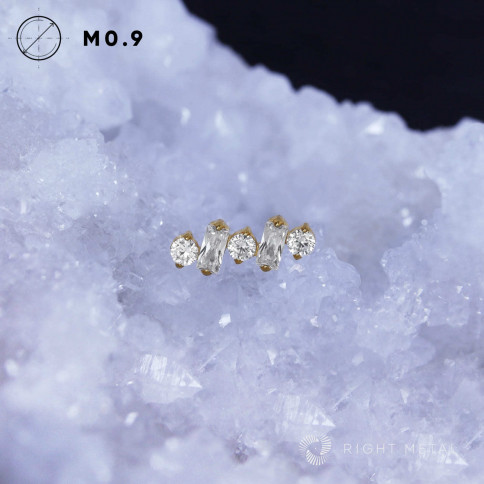 № 2611 Накрутка-кластер Stellar Crystal PVD Yellow с прозрачными фианитами 1.2 мм Right Metal Титан ASTM F-136