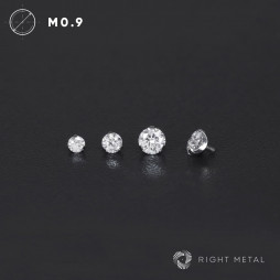 № 2728 Накрутка Cubic Zirconia Crystal на трех лапках с прозрачным фианитом 3 мм 1.2 мм Right Metal Титан ASTM F-136
