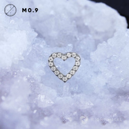 № 2729 Накрутка Diamond Heart v.2 Crystal 1.2 мм Right Metal Титан ASTM F-136