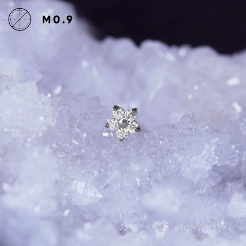 № 2732 Накрутка Flower Mini Crystal с прозрачными фианитами 1.2 мм Right Metal Титан ASTM F-136