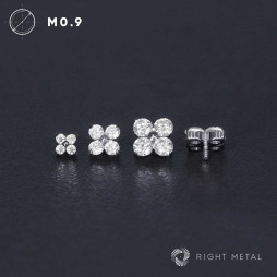 № 2736 Накрутка Fournity Crystal с прозрачными фианитами 3 мм 1.2 мм Right Metal Титан ASTM F-136