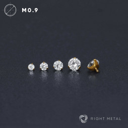 № 2752 Накрутка Cubic Zirconia Crystal PVD Yellow на трех лапках с прозрачным фианитом 3 мм и PVD покрытием 1.2 мм Right Metal Титан ASTM F-136