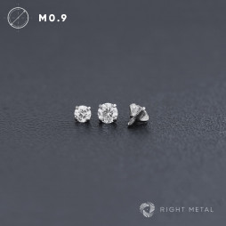 № 2756 Накрутка Cubic Zirconia v.2 Crystal на трех лапках с прозрачным фианитом 2.5 мм 1.2 мм Right Metal Титан ASTM F-136