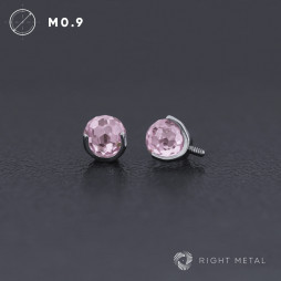 № 2786 Накрутка Ball 3-Prongs 4мм Faceted Pink 1.2 мм Right Metal Титан ASTM F-136
