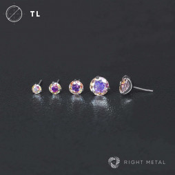 № 2727 Топ безрезьбовой Cubic Zirconia AB Б/Р с перламутровым фианитом 2 мм Right Metal Титан ASTM F-136