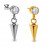 № 1839 Насадка на подвеске Cone безрезьбовая с кристаллом Clear CZ и Gold PVD Safe Pins Титан ASTM F-136