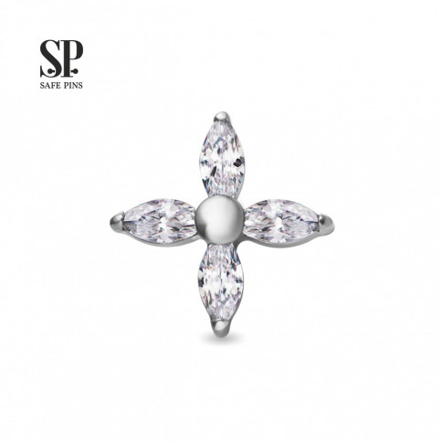 № 2685 Накрутка Marquise Star с кристаллами Clear CZ 1.2 мм Safe Pins Титан ASTM F-136