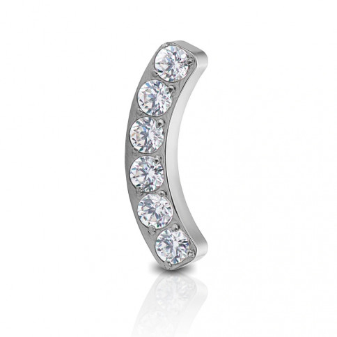 № 1845 Накрутка-кластер Curved с кристаллами Clear CZ 1.2*9 мм Safe Pins Титан ASTM F-136