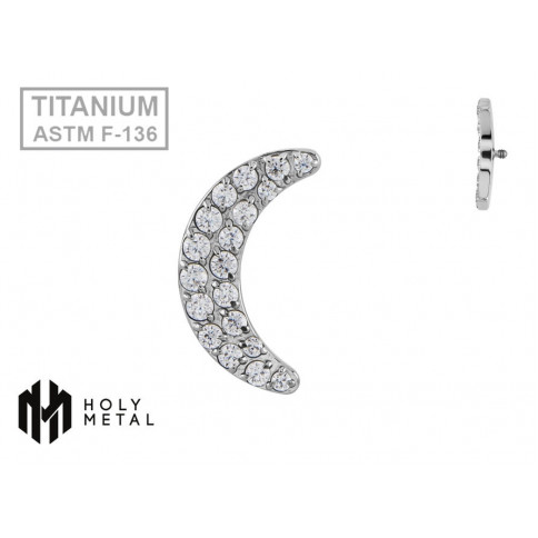 № 1327 Накрутка в виде месяца с кристаллами CZ в два ряда 1.6*10 мм Holy Metal Титан ASTM F-136