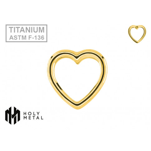 № 2165 Накрутка Сердце c Gold PVD Holy Metal 1.2 мм Титан ASTM F-136 (шляпка 6 мм)