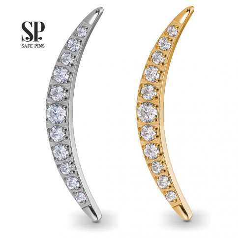 № 2227 Накрутка-кластер Crescent с кристаллами Clear CZ и Gold PVD 1.2 мм Safe Pins Титан ASTM F-136