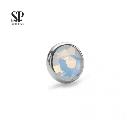 № 2242 Накрутка Flat Gem с кристаллом Swarovski цвет Белый опал 234 1.6*4 мм. Safe Pins Титан ASTM F-136