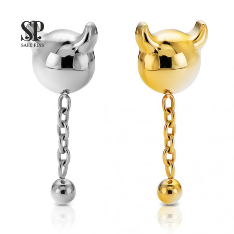 № 2274 Накрутка Devil с подвеской и Gold PVD 1.2 мм Safe Pins Титан ASTM F-136